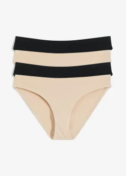 bonprix bonprix Braguitas sin marcas visibles de algodón orgánico (4 unidades) Beige tiza-negro Best