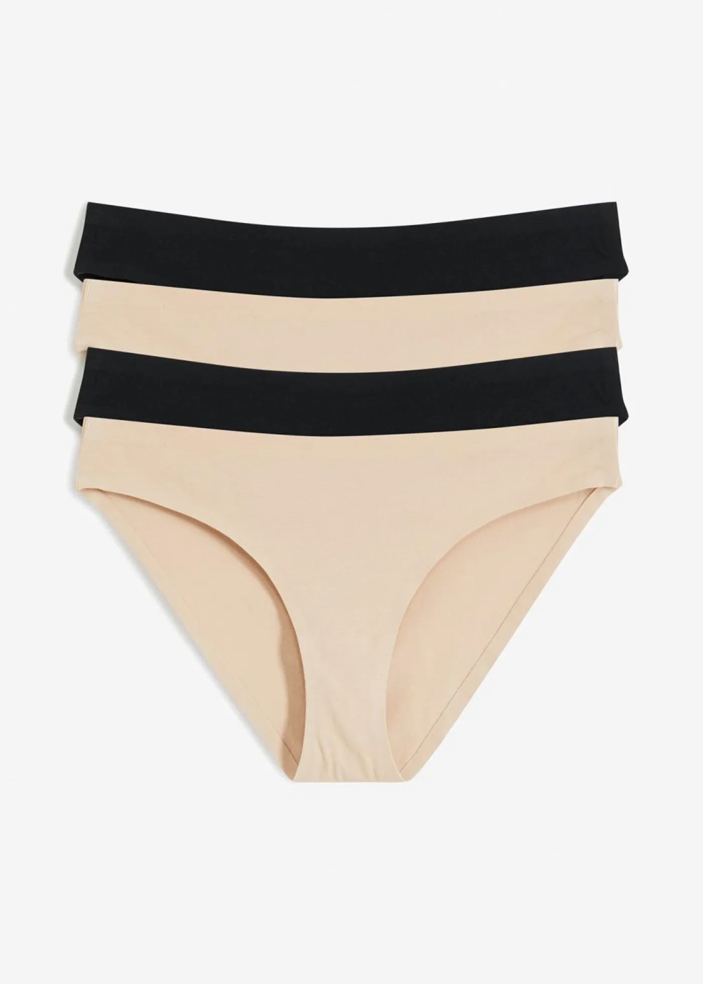 bonprix bonprix Braguitas sin marcas visibles de algodón orgánico (4 unidades) Beige tiza-negro Best