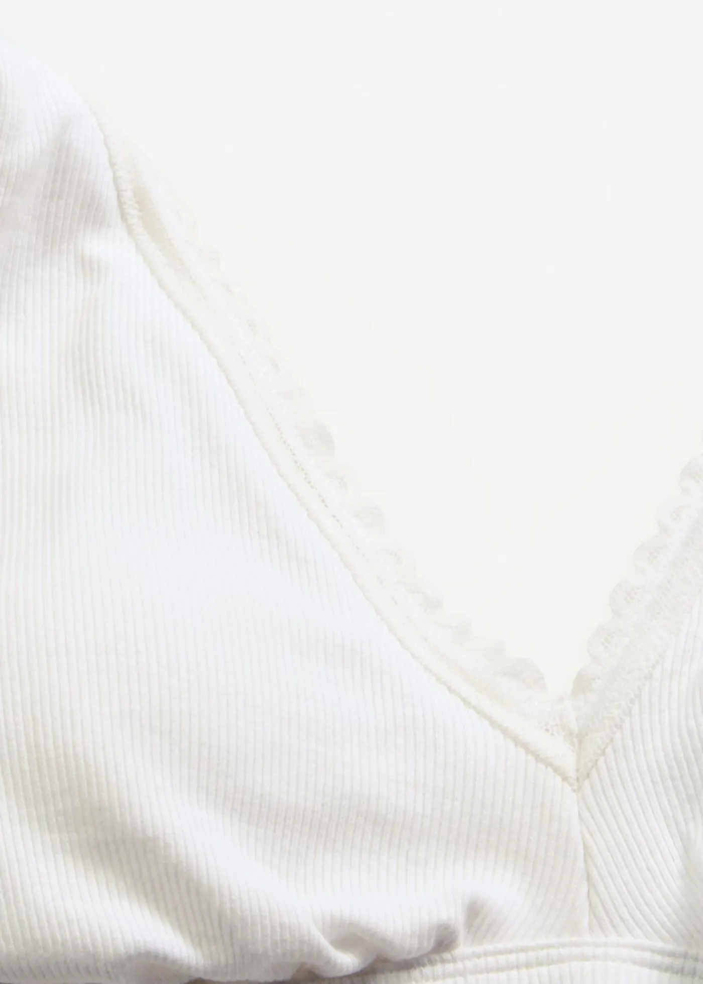bonprix bonprix Bralette acolchado sin aros de canalé con algodón orgánico Blanco