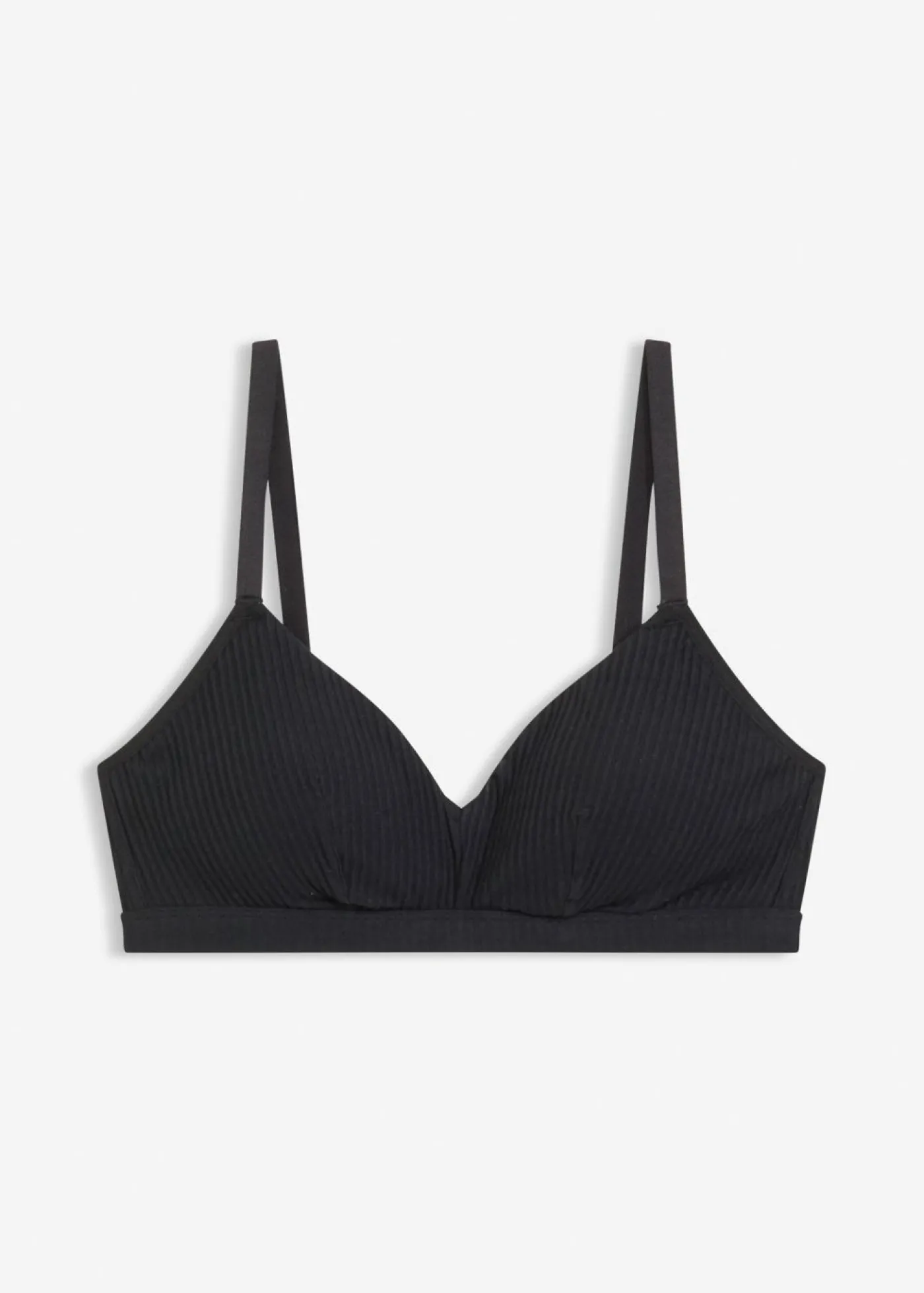 bonprix bonprix Bralette acolchado sin aros de algodón orgánico de canalé Negro Outlet