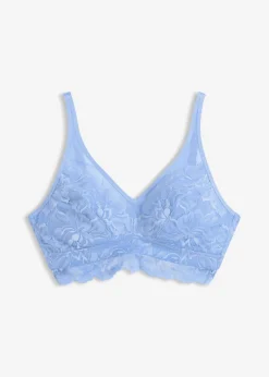 bonprix bonprix Bralette con encaje de flores y malla azul provenzal Clearance