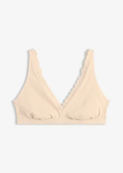 bonprix bonprix Bralette de canalé de algodón orgánico con encaje Rosa seda Sale