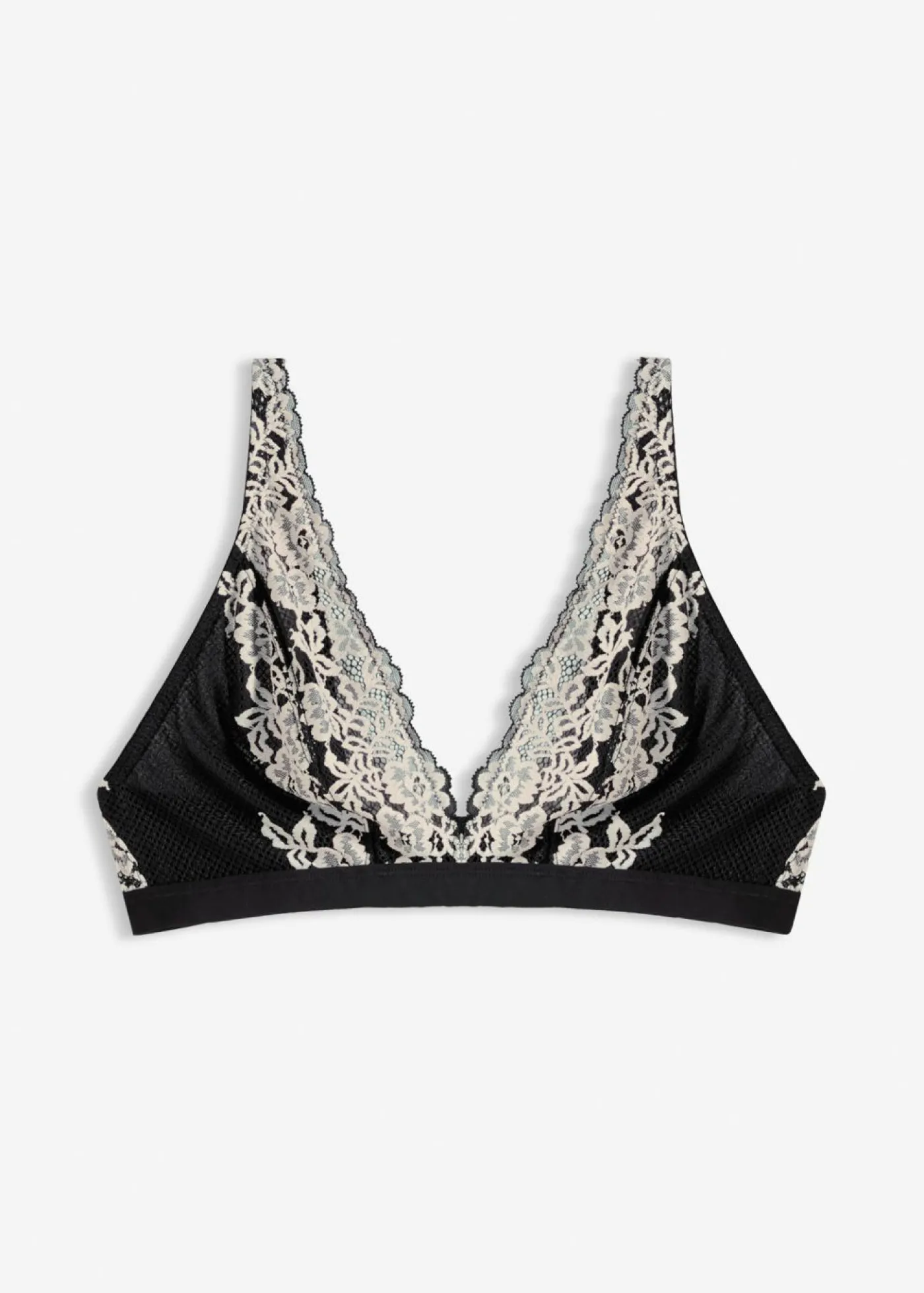 bonprix bonprix Bralette de encaje bicolor Negro-blanco lana Sale