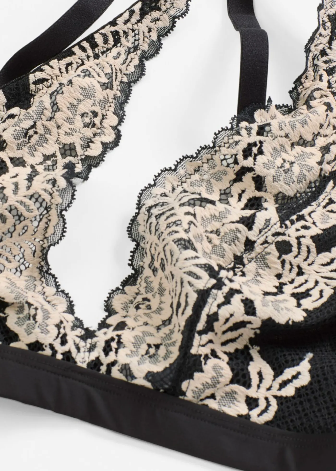 bonprix bonprix Bralette de encaje bicolor Negro-blanco lana Sale