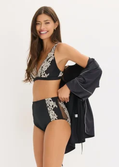 bonprix bonprix Bralette de encaje bicolor Negro-blanco lana Sale