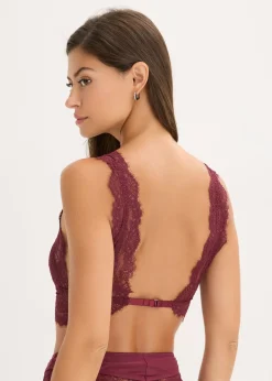 bonprix bonprix Bralette de encaje delicado rojo avellana