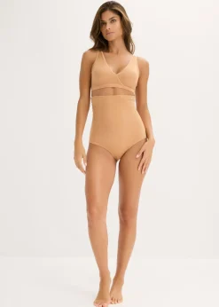 bonprix bonprix Bralette de material brillante Marrón claro Hot