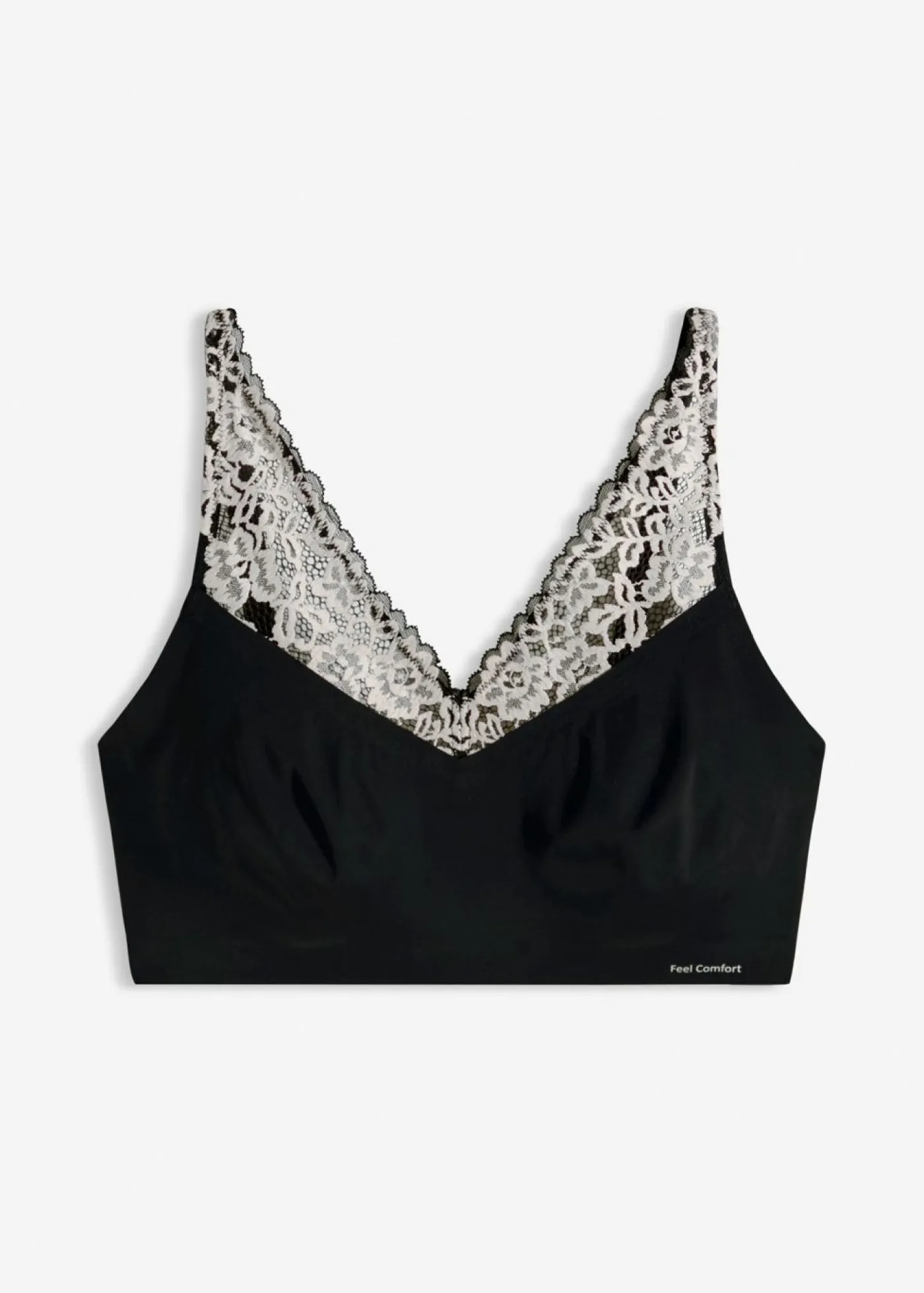 bonprix bonprix Bralette Feel Comfort con corte láser Negro-blanco lana Hot