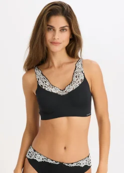 bonprix bonprix Bralette Feel Comfort con corte láser Negro-blanco lana Hot