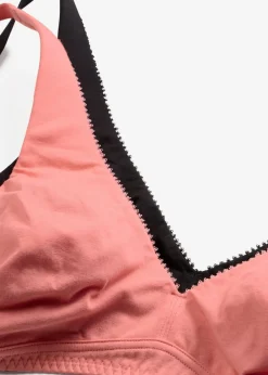 bonprix bonprix Bralette sin aros con algodón (2 unidades) rosa coral-negro Hot