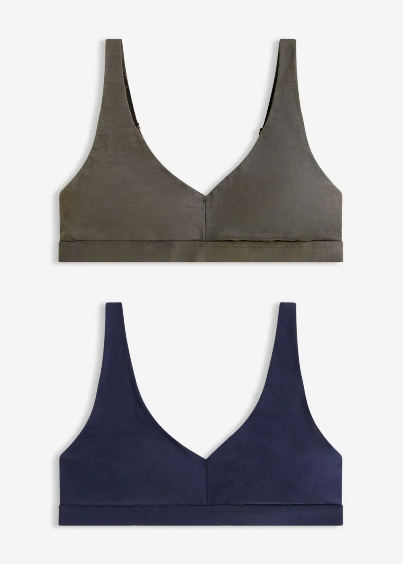 bonprix bonprix Bralette sin aros con algodón orgánico (2 unidades) granito-azul marino New