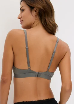 bonprix bonprix Bralette sin aros con algodón orgánico (2 unidades) granito-azul marino New