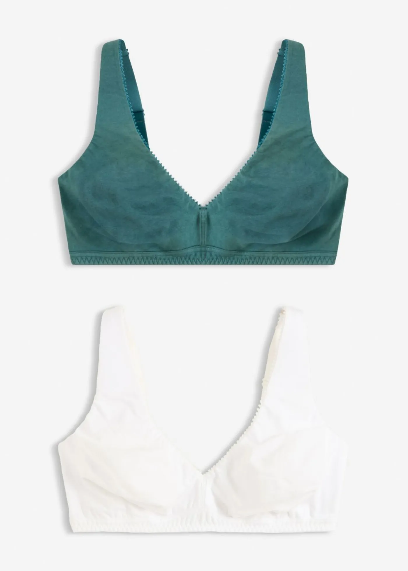 bonprix bonprix Bralette sin aros con algodón (2 unidades) verde pimiento -blanco Best