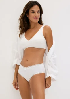 bonprix bonprix Bralette sin aros con algodón (2 unidades) verde pimiento -blanco Best