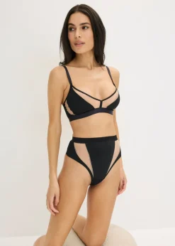 bonprix bonprix Bralette sin aros con insertos transparentes negro-marrón claro Outlet