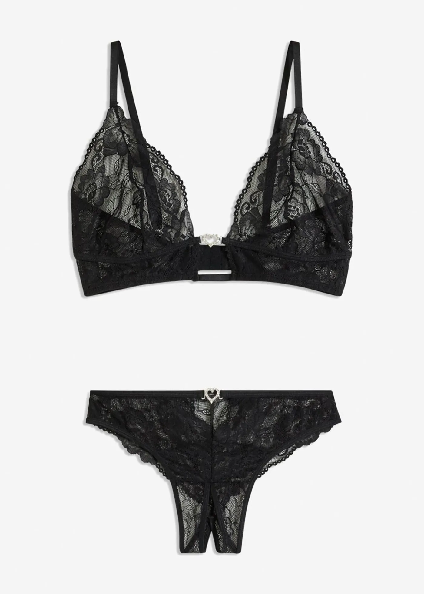 bonprix VENUS Bralette y tanga con abertura (conjunto de 2 piezas) Negro Clearance