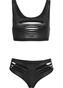 bonprix VENUS Bustier + braga con abertura de diseño mojado (2 piezas) Negro Discount