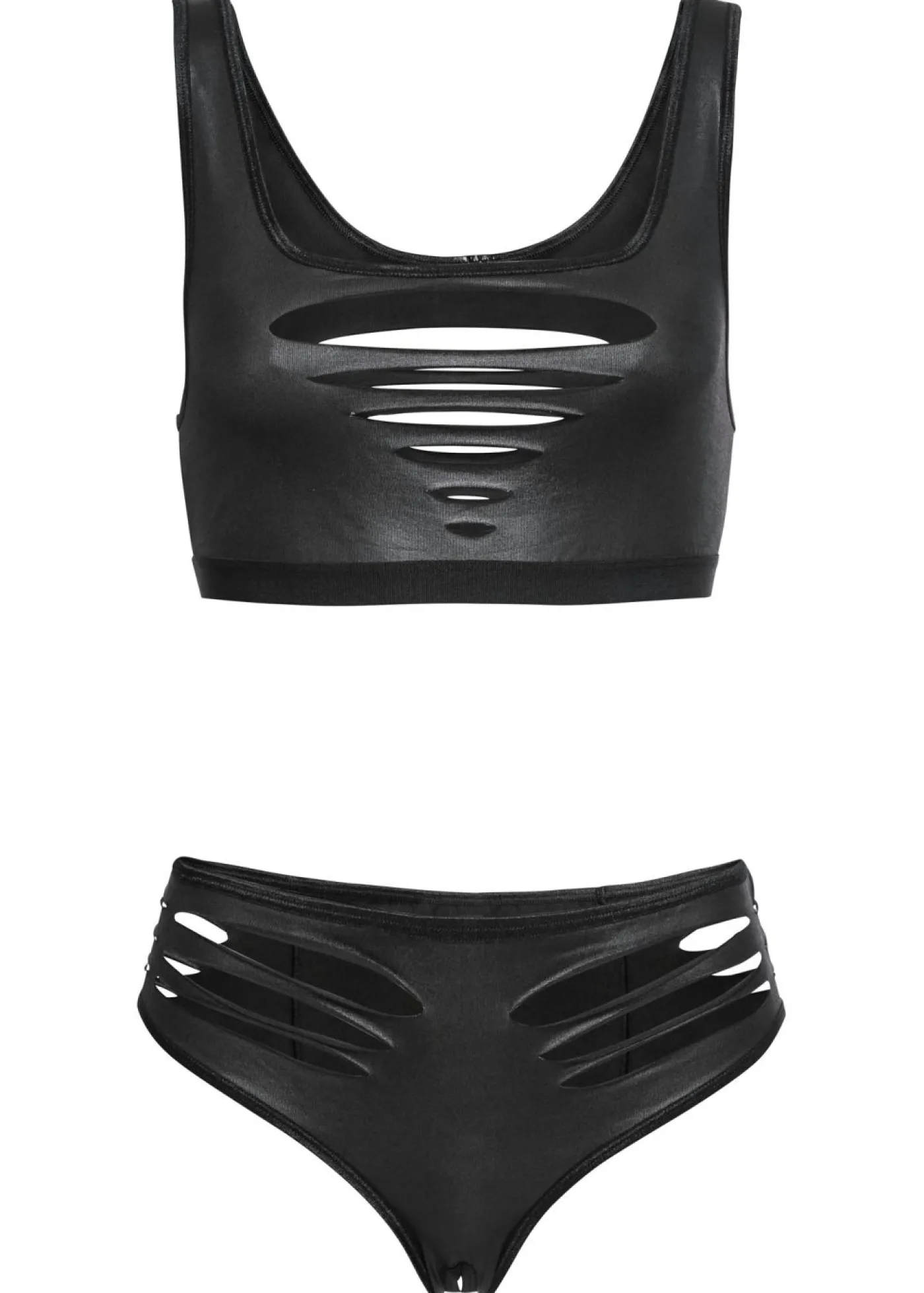 bonprix VENUS Bustier + braga con abertura de diseño mojado (2 piezas) Negro Discount
