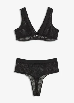 bonprix bonprix Bustier + tanga de talle alto (2 piezas) Negro Best