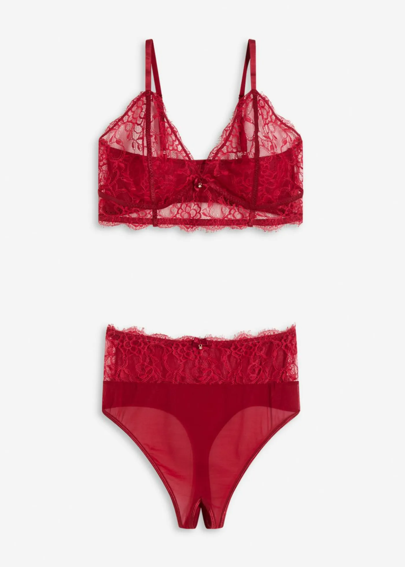 bonprix VENUS Bustier + tanga de talle alto con abertura (conjunto de 2 piezas) Rojo atardecer Online
