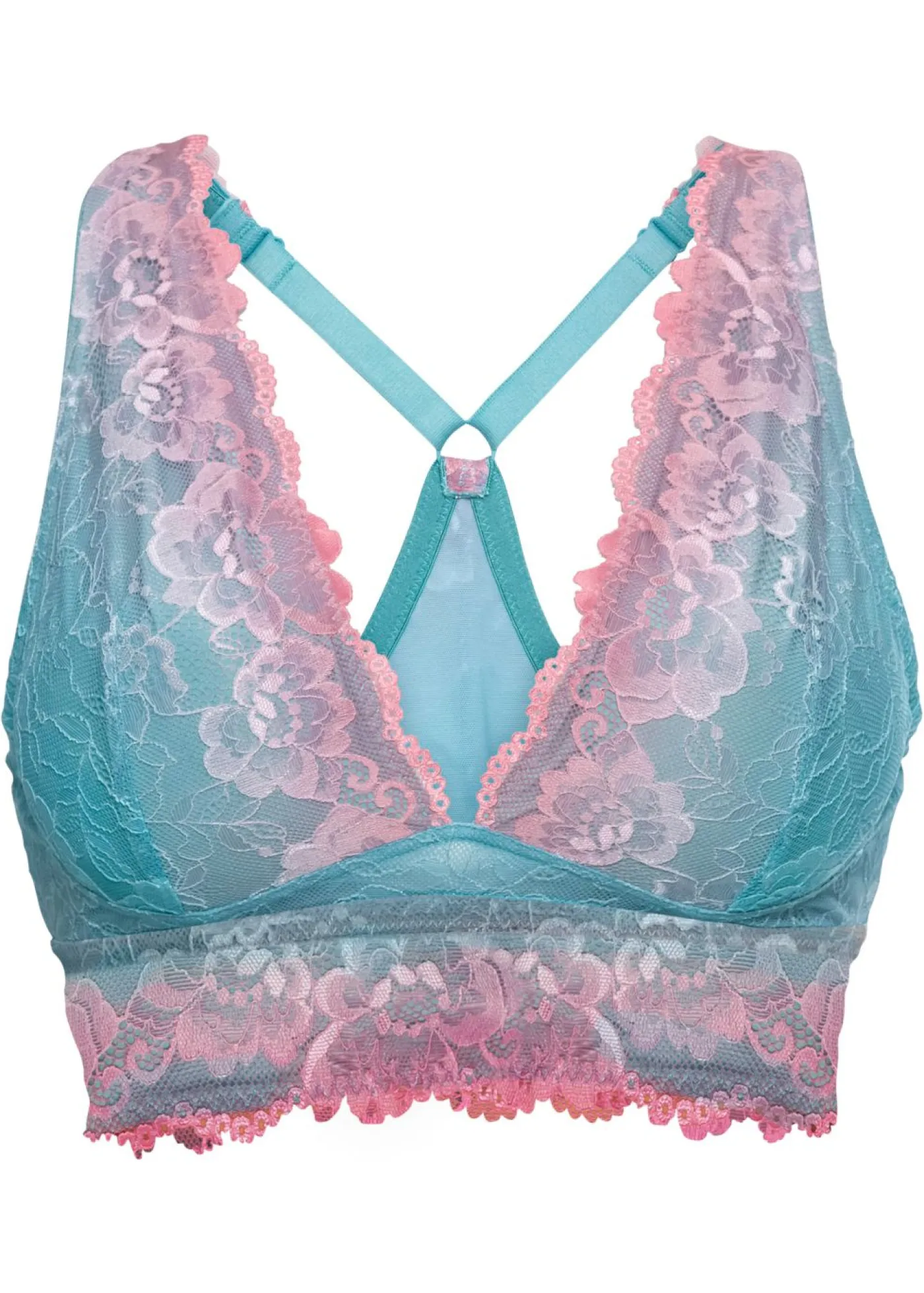 bonprix bonprix Bustier con encaje delicado con degradado cromático Rosa-aguamarina Hot