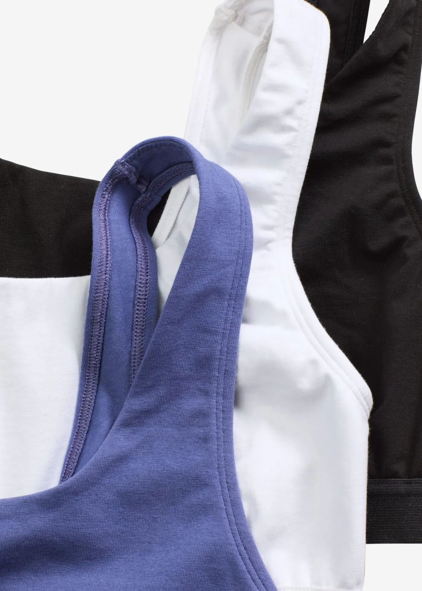 bonprix bonprix Bustier de algodón orgánico (3 unidades) Azul pacífico oscuro + negro + blanco Online