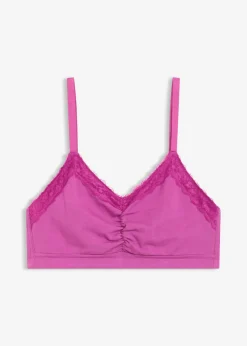bonprix bonprix Bustier de algodón orgánico y encaje Fucsia oscuro New