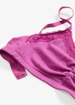 bonprix bonprix Bustier de algodón orgánico y encaje Fucsia oscuro New