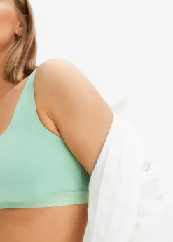 bonprix bonprix Bustier de algodón orgánico (3 unidades) Hierbabuena + gris claro jaspeado + beige arena Discount