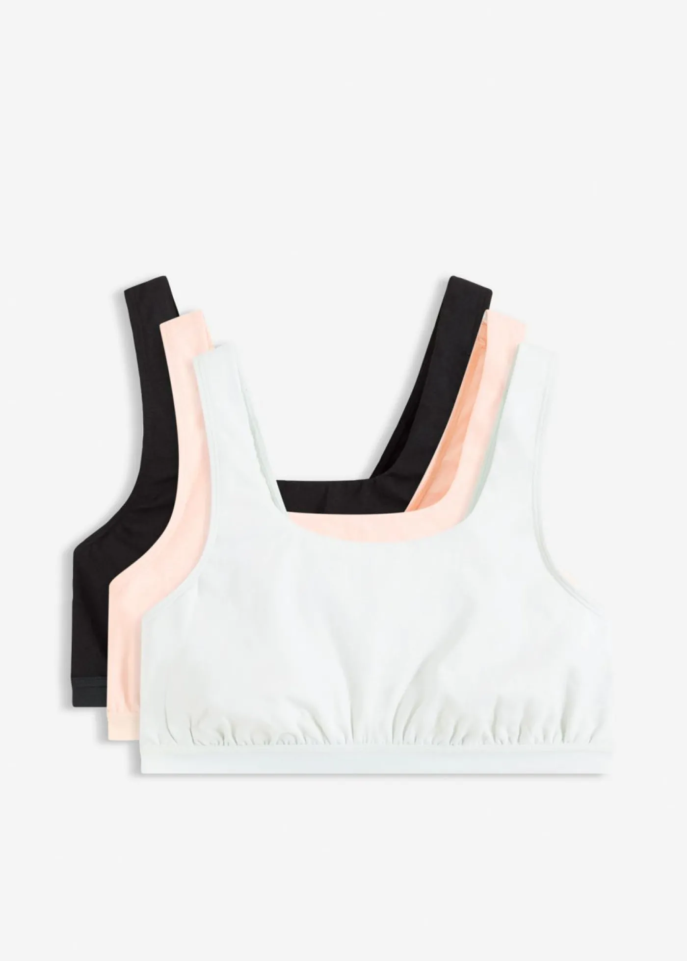bonprix bonprix Bustier de algodón orgánico (3 unidades) Azul crema + negro + rosa seda Outlet