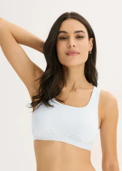 bonprix bonprix Bustier de algodón orgánico (3 unidades) Azul crema + negro + rosa seda Outlet