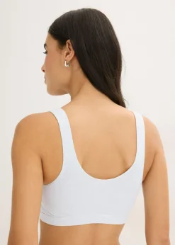 bonprix bonprix Bustier de algodón orgánico (3 unidades) Azul crema + negro + rosa seda Outlet