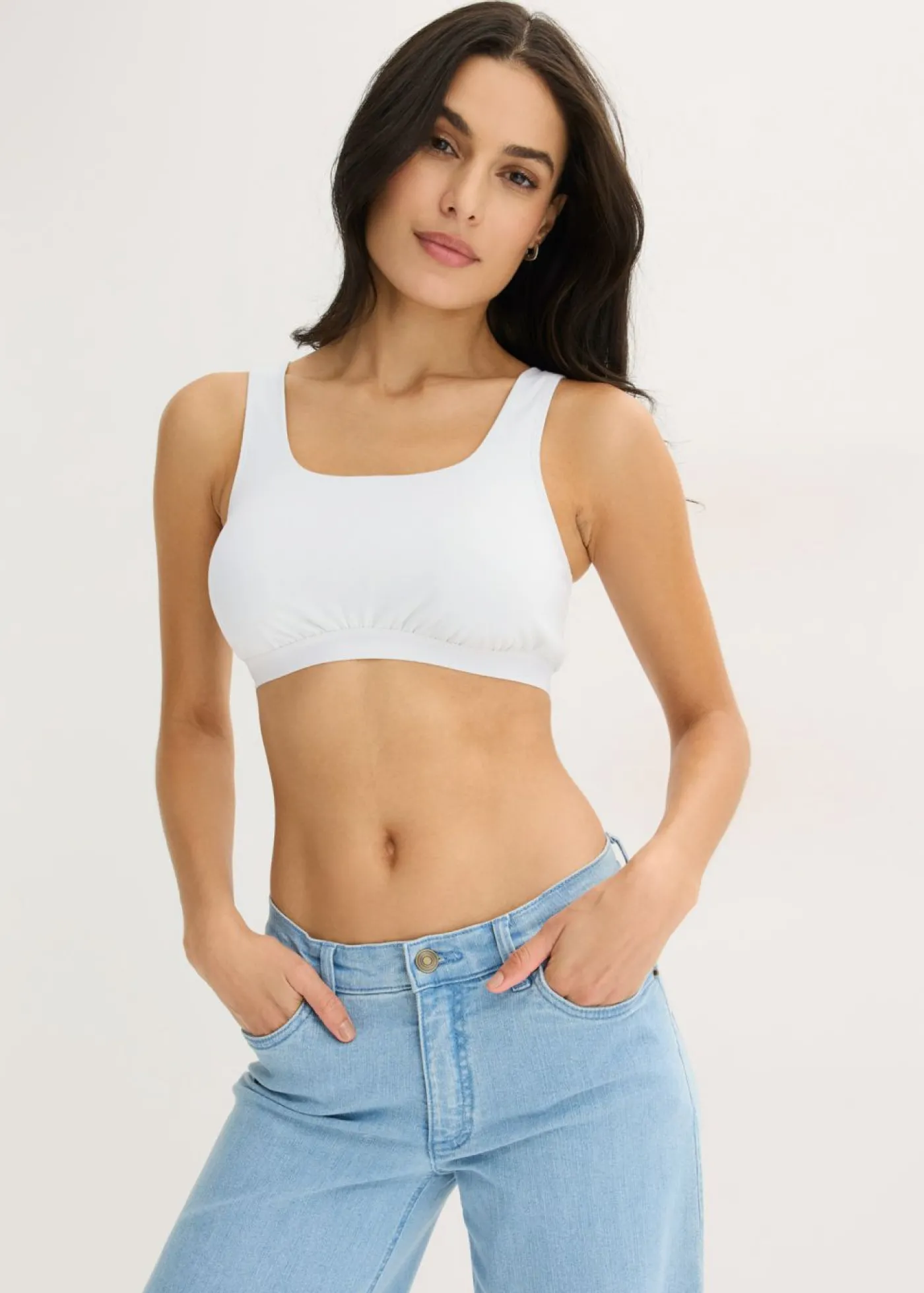 bonprix bonprix Bustier de algodón orgánico (3 unidades) Azul crema + negro + rosa seda Outlet