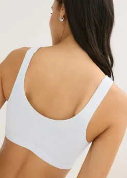 bonprix bonprix Bustier de algodón orgánico (3 unidades) Azul crema + negro + rosa seda Outlet