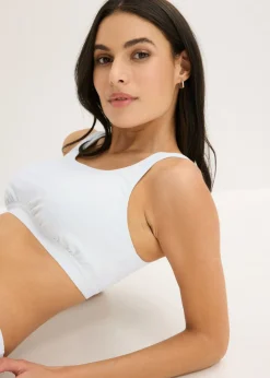 bonprix bonprix Bustier de algodón orgánico (3 unidades) Azul crema + negro + rosa seda Outlet