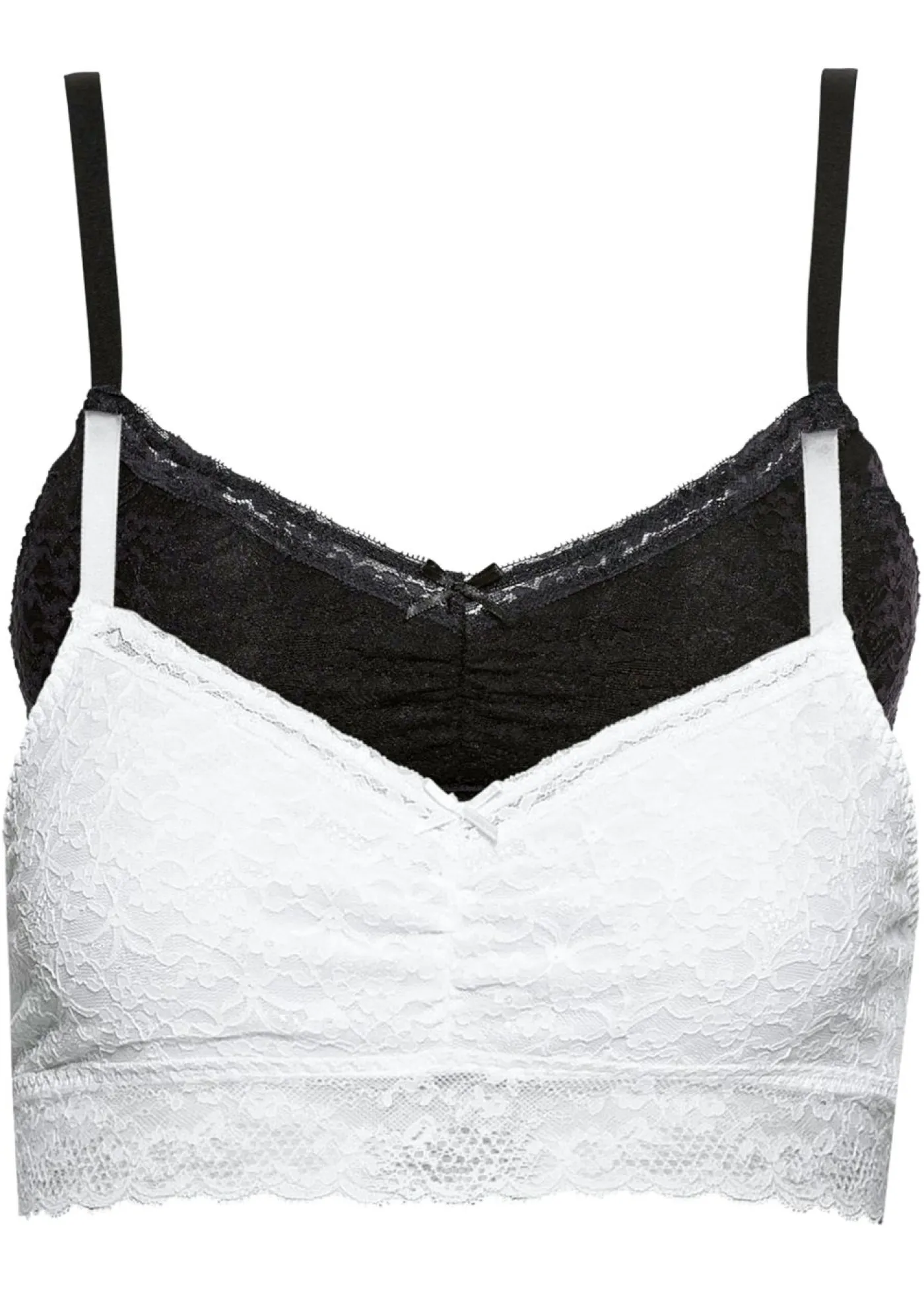bonprix bonprix Bustier de encaje suave (2 unidades) Negro+blanco Outlet