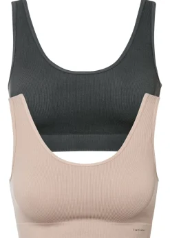 bonprix bonprix Bustier Feel Comfort acanalado y sin costuras (2 unidades) Antracita + beige mate Clearance