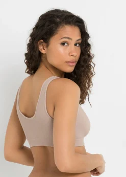 bonprix bonprix Bustier Feel Comfort acanalado y sin costuras (2 unidades) Antracita + beige mate Clearance