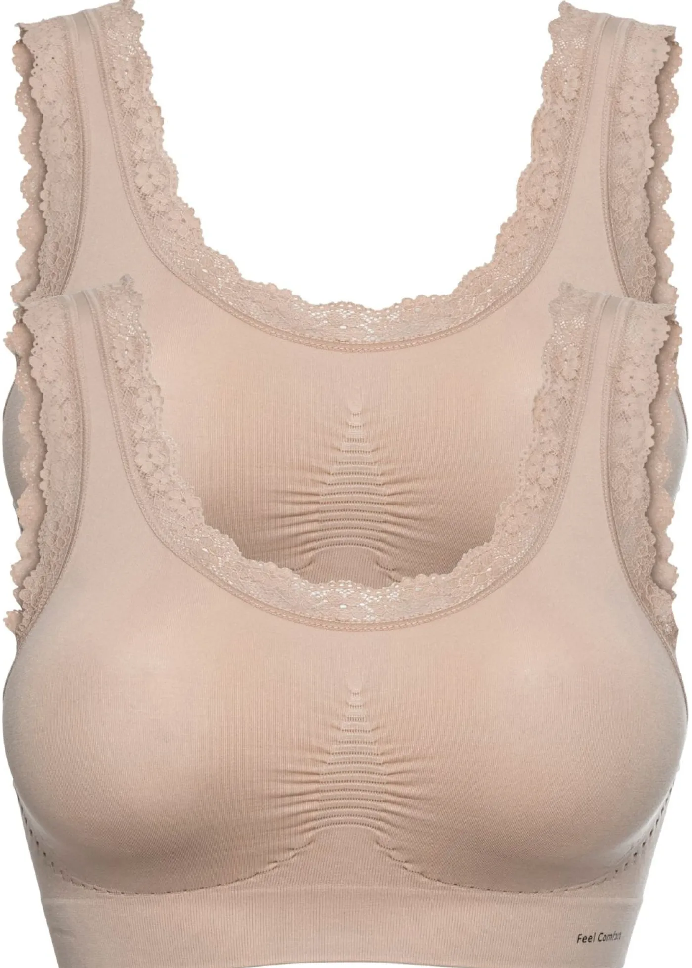 bonprix bonprix Bustier Feel Comfort sin costuras (2 unidades) Beige mate + beige mate Discount