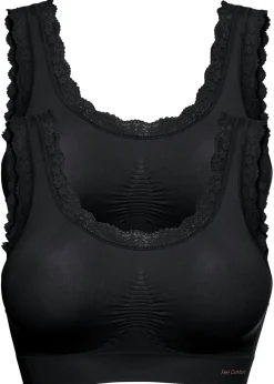 bonprix bonprix Bustier Feel Comfort sin costuras (2 unidades) Negro-negro Hot
