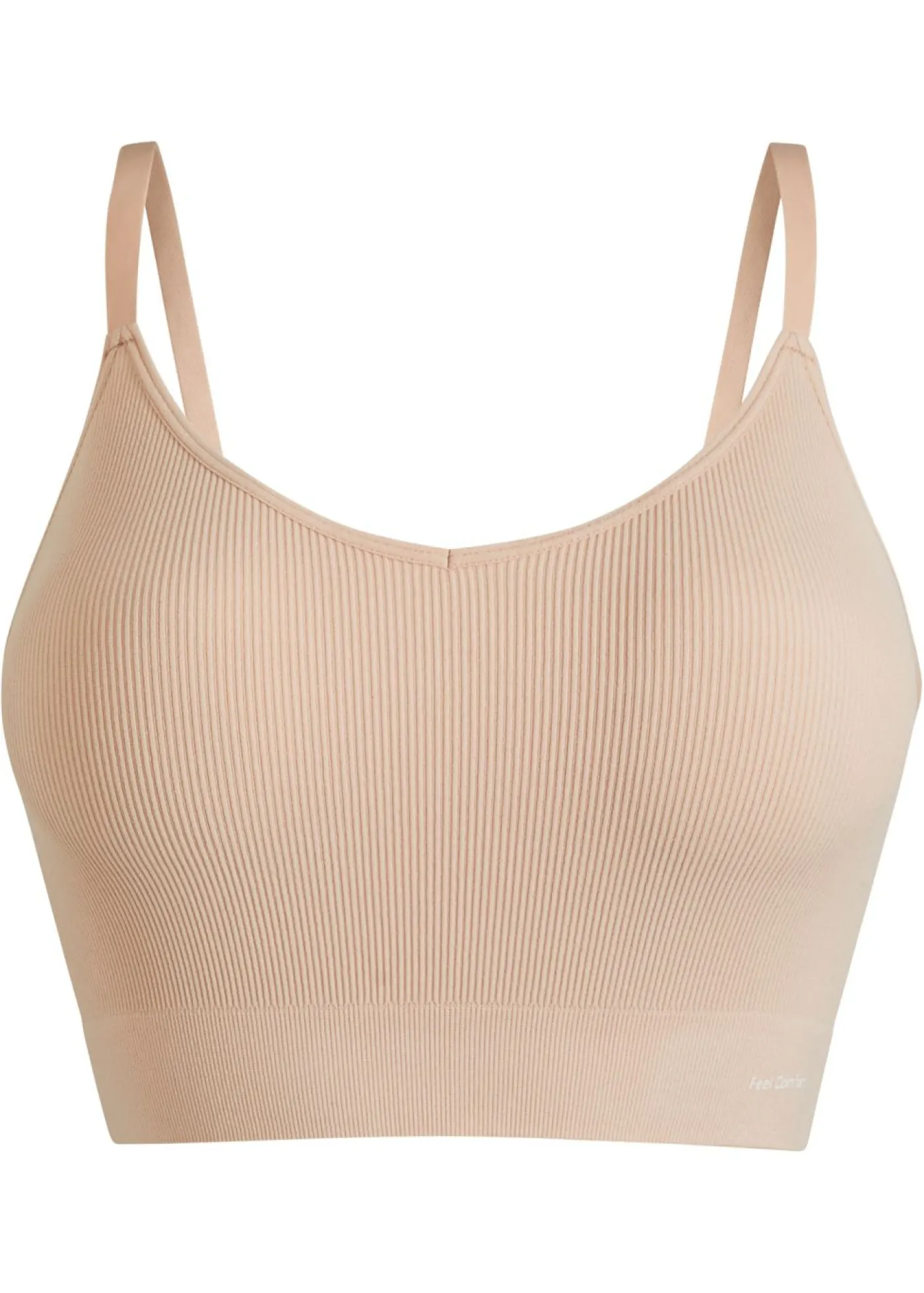 bonprix bonprix Bustier Feel Comfort sin costuras de canalé Beige mate