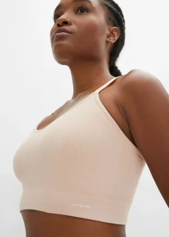 bonprix bonprix Bustier Feel Comfort sin costuras de canalé Beige mate