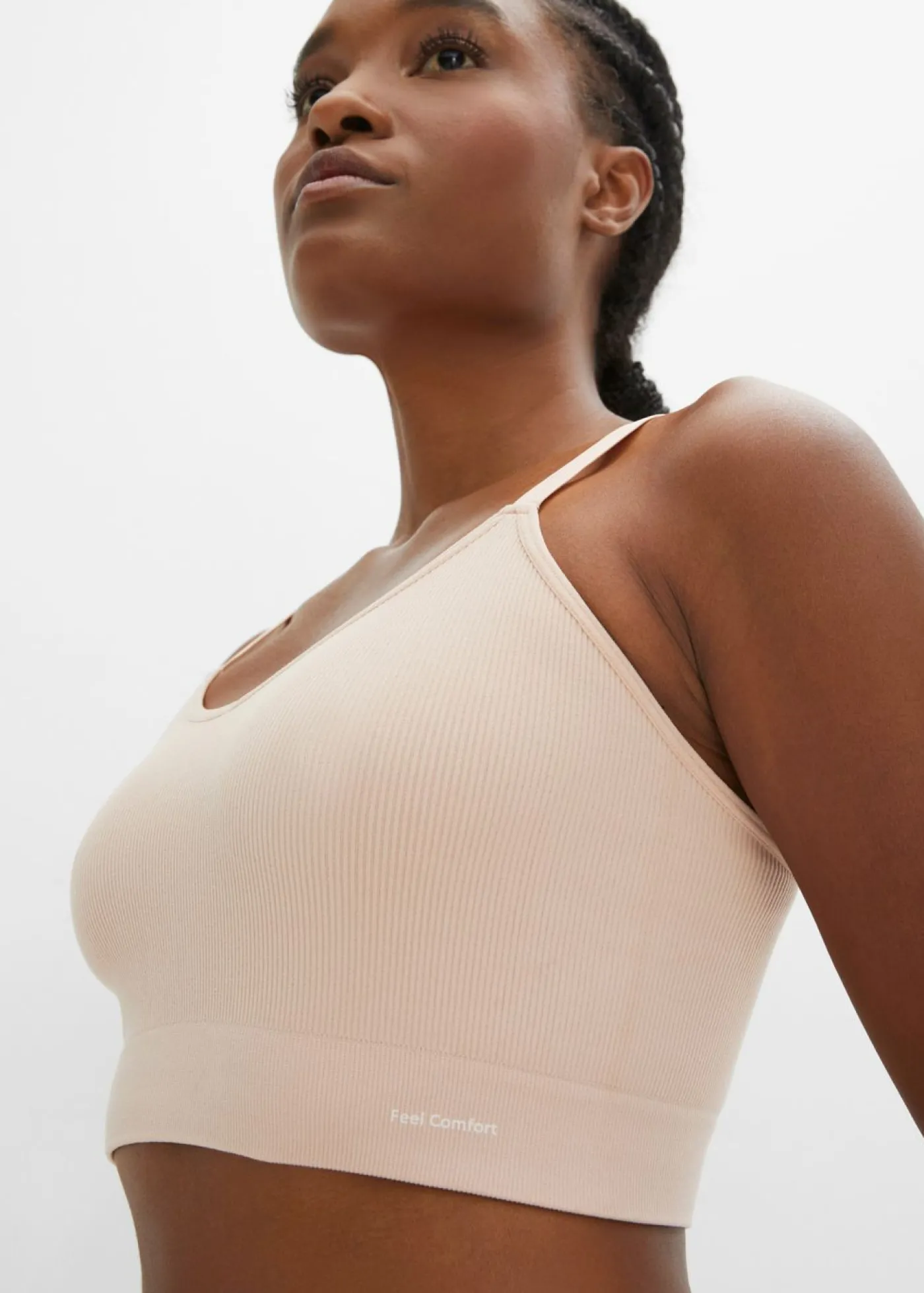 bonprix bonprix Bustier Feel Comfort sin costuras de canalé Beige mate