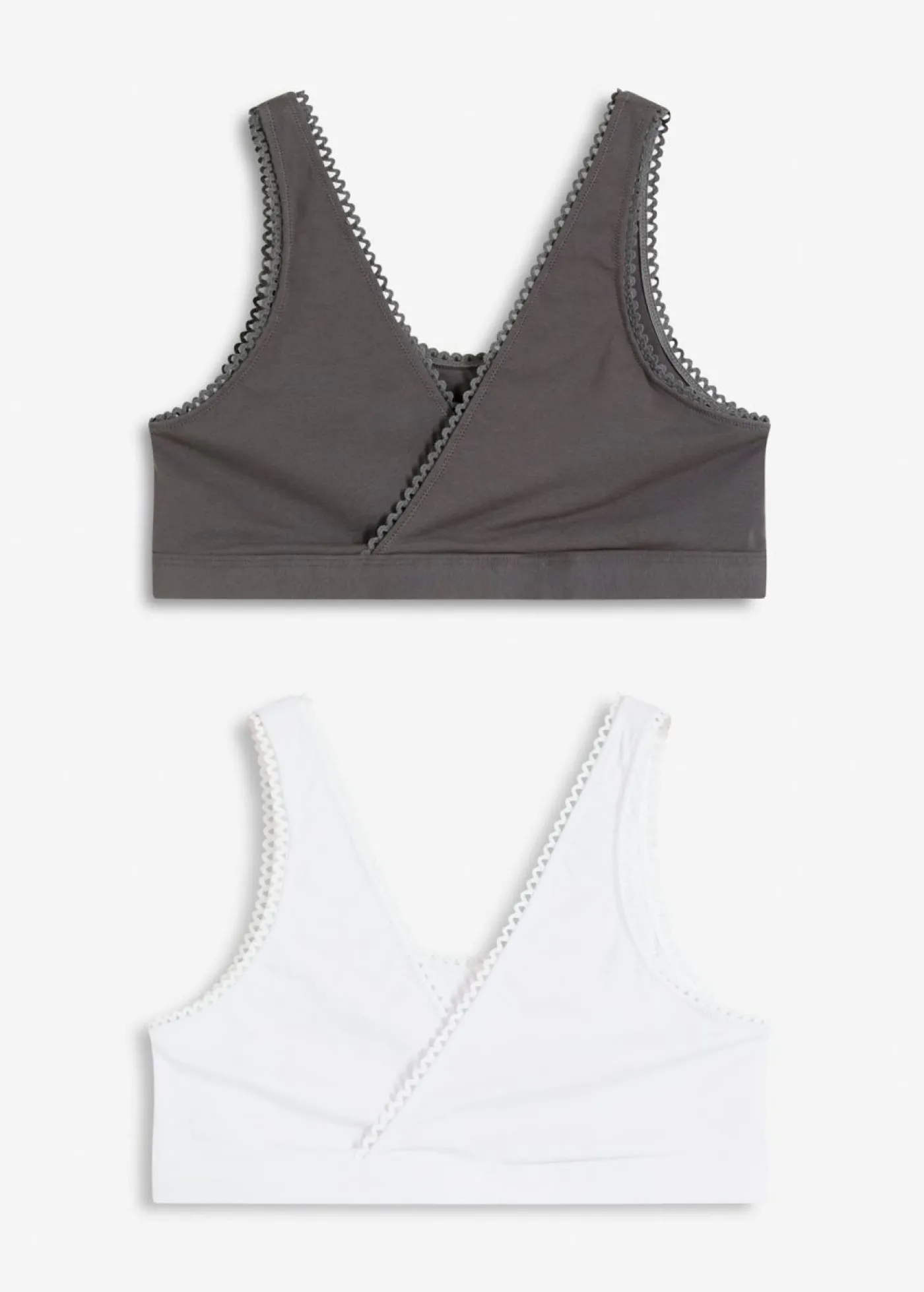 bonprix bonprix Bustier reversible de algodón orgánico suave (2 unidades) blanco - pizarra Outlet