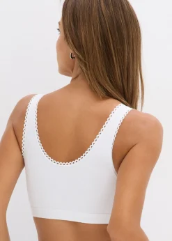 bonprix bonprix Bustier reversible de algodón orgánico suave (2 unidades) blanco - pizarra Outlet