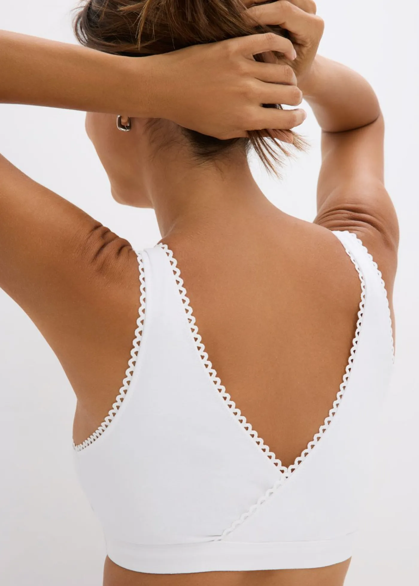bonprix bonprix Bustier reversible de algodón orgánico suave (2 unidades) blanco - pizarra Outlet