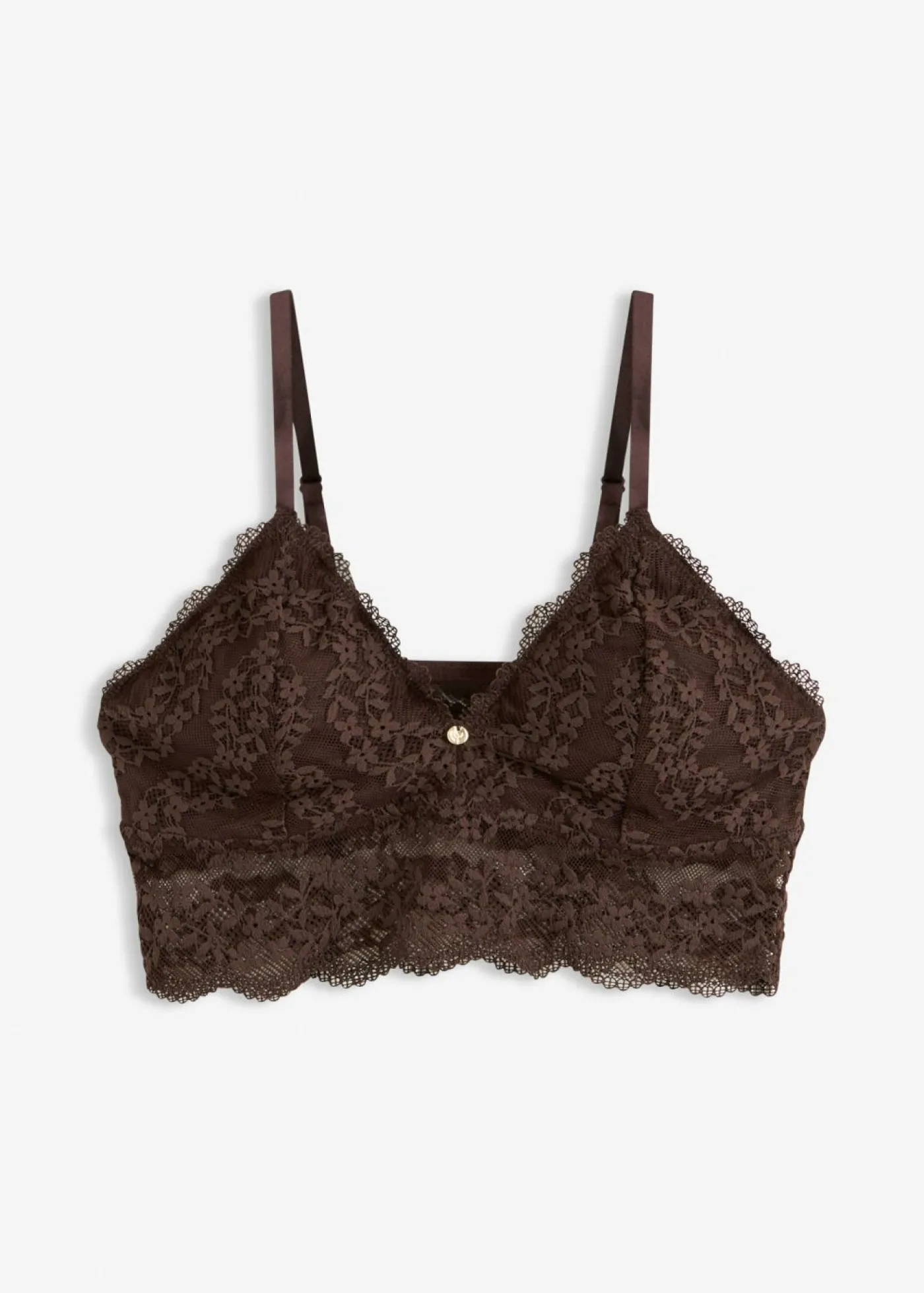 bonprix bonprix Bustier sin aros con encaje de flores Marrón oscuro Discount