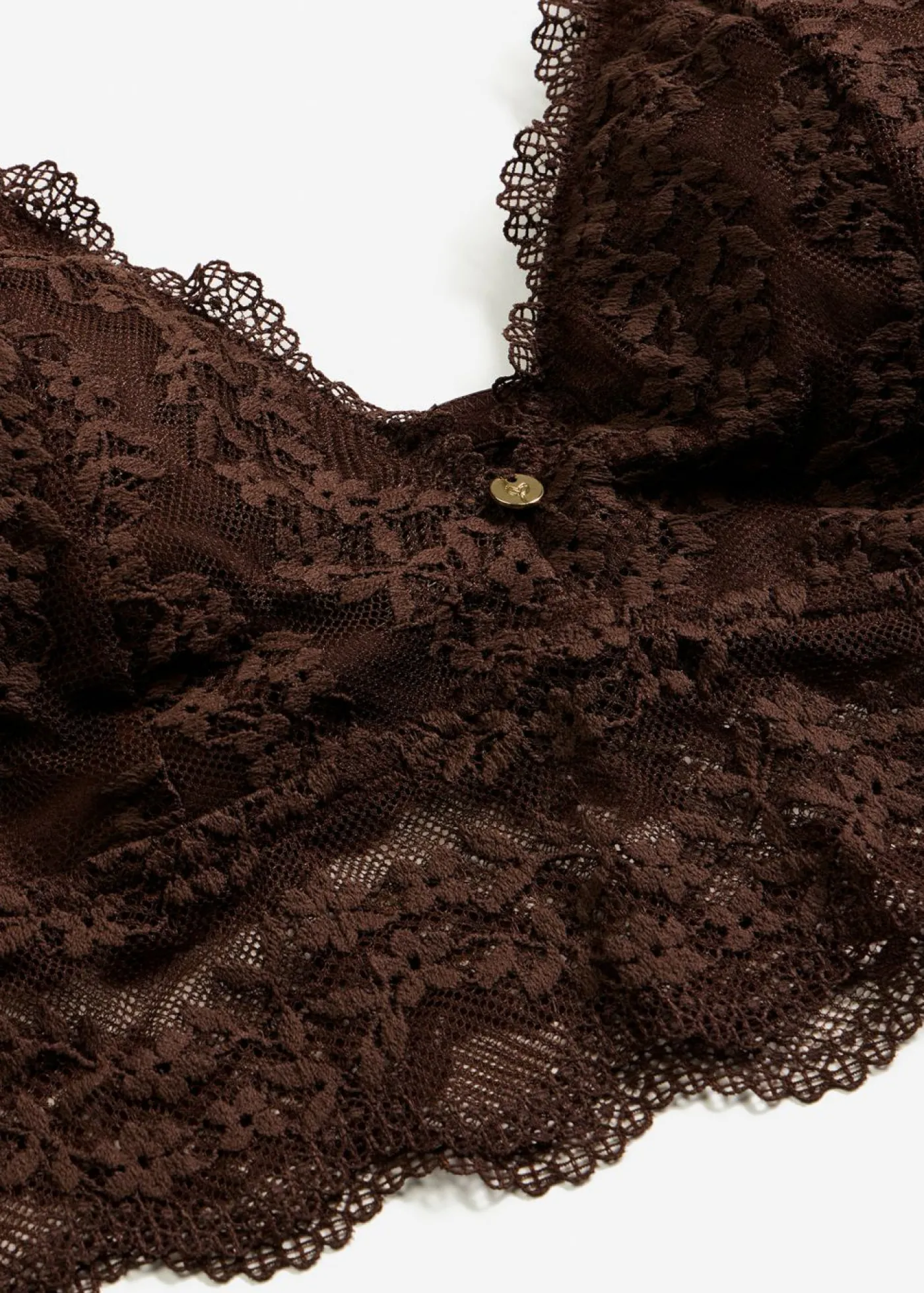 bonprix bonprix Bustier sin aros con encaje de flores Marrón oscuro Discount