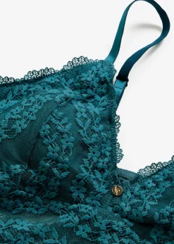 bonprix bonprix Bustier sin aros con encaje de flores verde pimiento