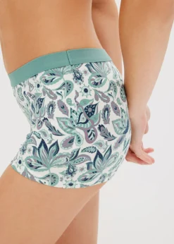 bonprix bonprix Bóxer de algodón orgánico para mujer (4 unidades) azul marino + salvia ahumado